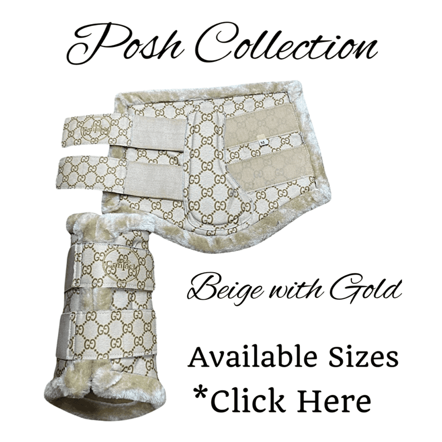 Posh Brush Boots - Beige and Gold - Medium & Large