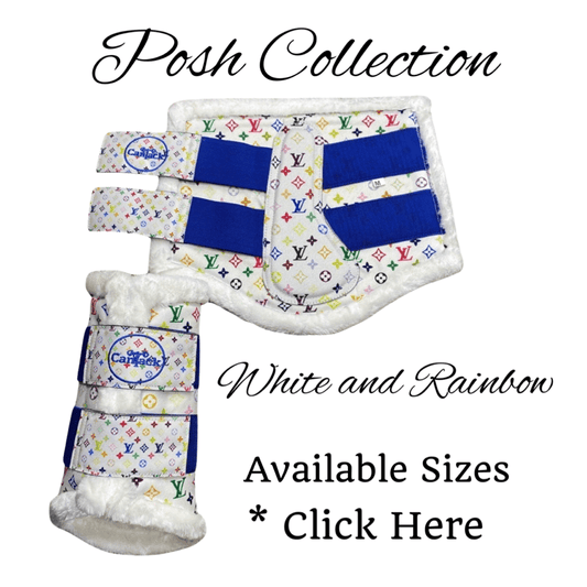 Posh Brush Boots - White and Rainbow - Medium & Large