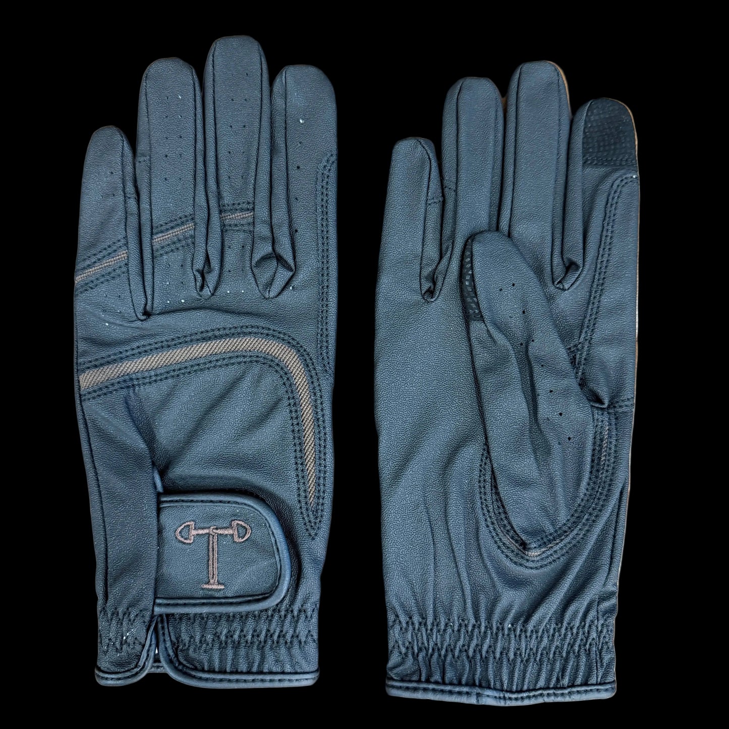 Touch Screen Riding Gloves - Black Base / Brown Trim