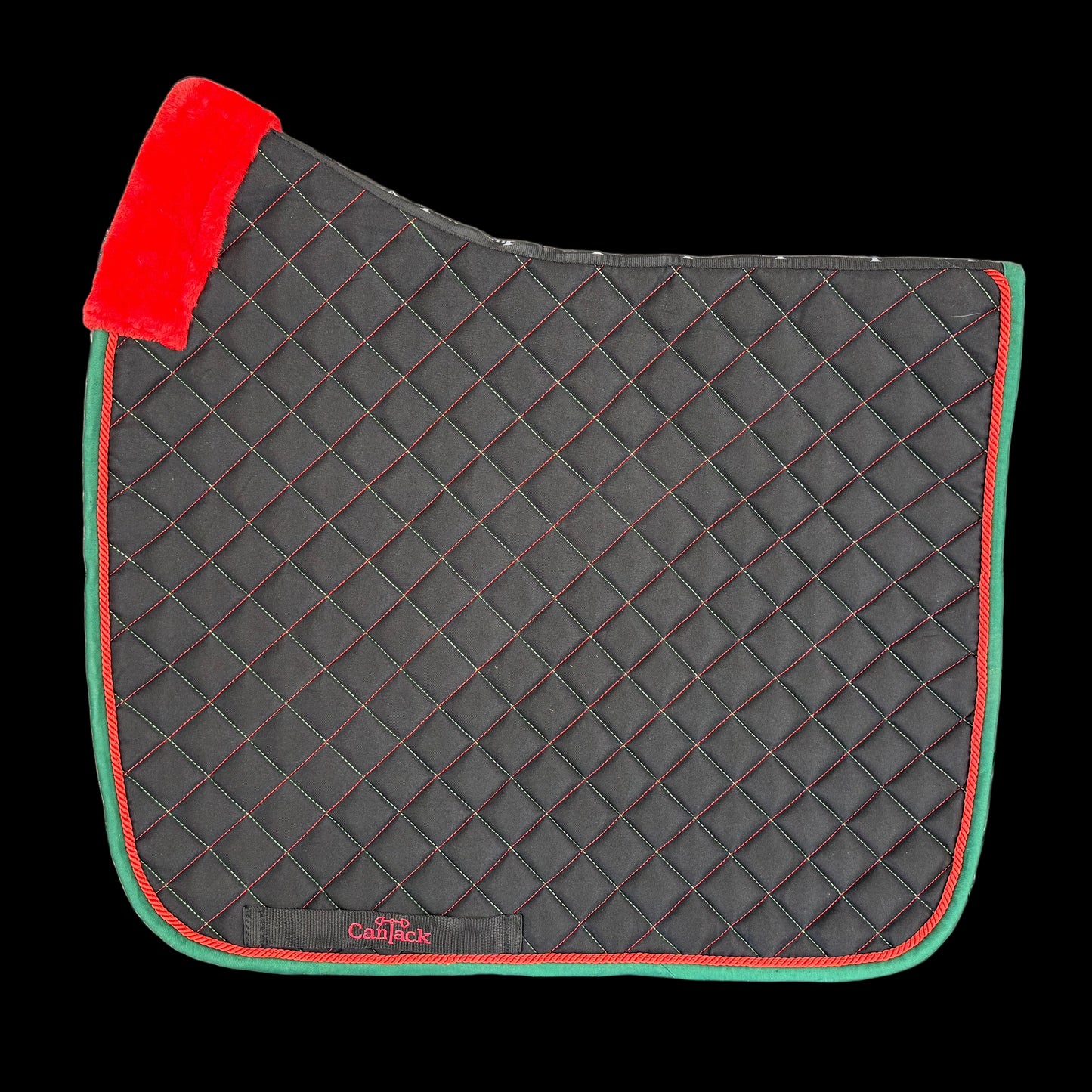 Dressage Pads - Black w/Red fur - Christmas