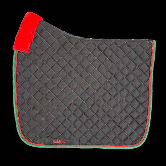 Dressage Pads - Black w/Red fur - Christmas