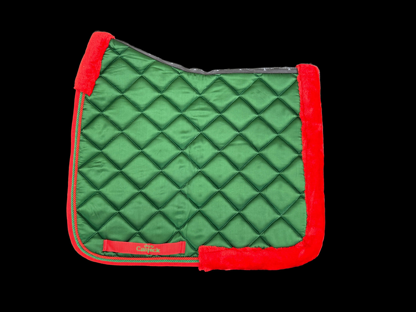 SaTin Dressage Pads - Green w/Red Trim - Christmas