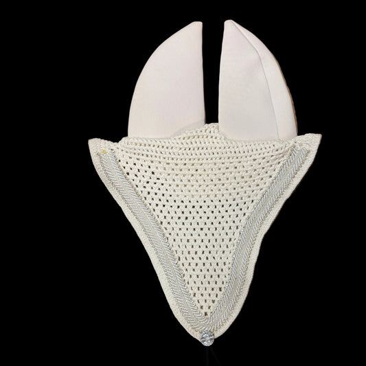 Soundproof - Tiedown Bonnets - White Base/White Straight Edge/2 Clear Bling/1 Clear Crystal/2 White Piping
