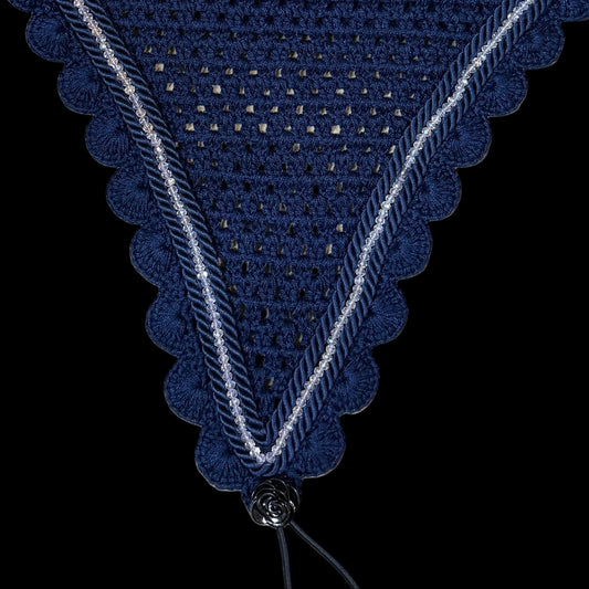 Soundproof - Tiedown Bonnets - Navy Base/Navy Scallops 1 Light Pink Crystal/2 Navy Piping