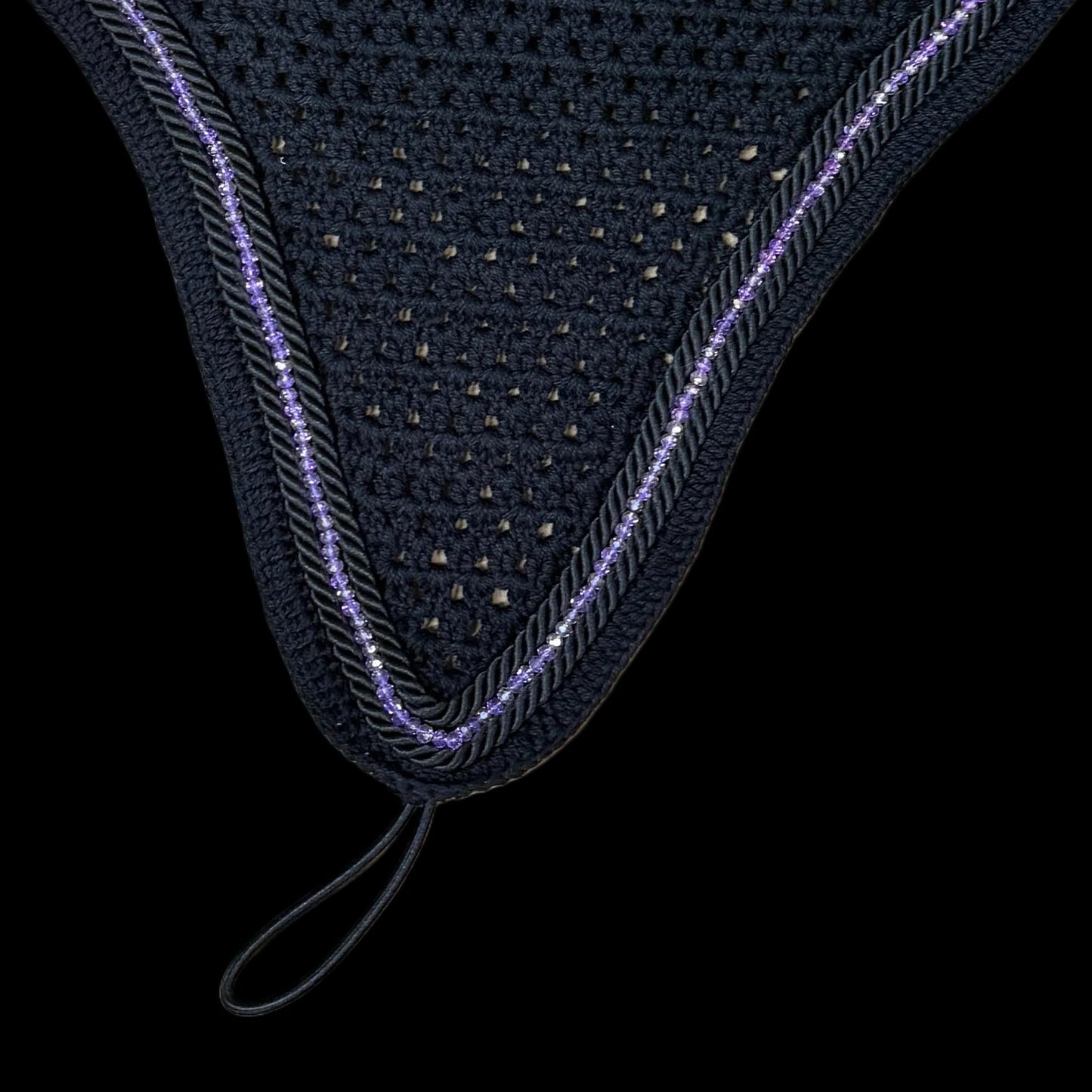 Soundproof - Tiedown Bonnets - Black Base/Black Straight Edge/Purple Crystal/2 Black Piping