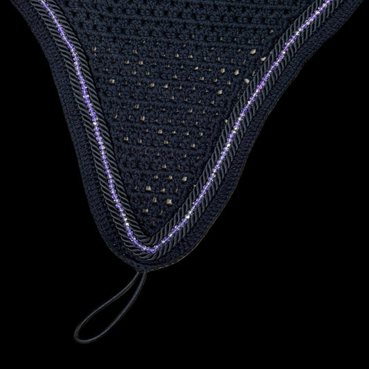 Soundproof - Tiedown Bonnets - Black Base/Black Straight Edge/Purple Crystal/2 Black Piping