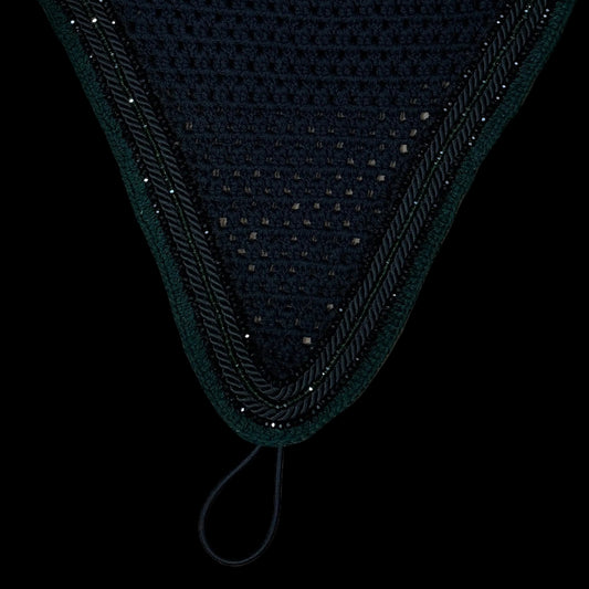 Soundproof - Tiedown Bonnets - Black Base/Green Straight Edge/2 Black and 1 Green Crystal/2 Black Piping
