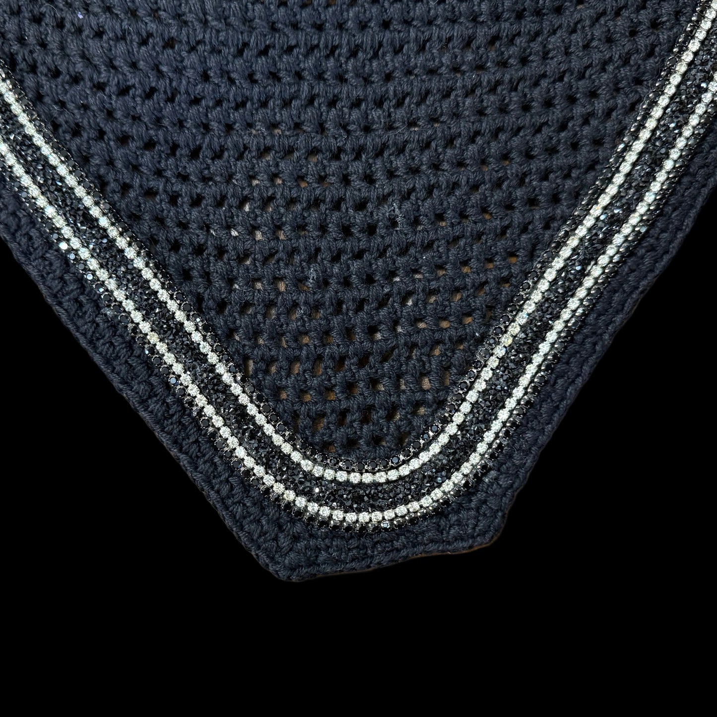Classic Cut Bonnets - Black Base/Straight Edge/With Bling