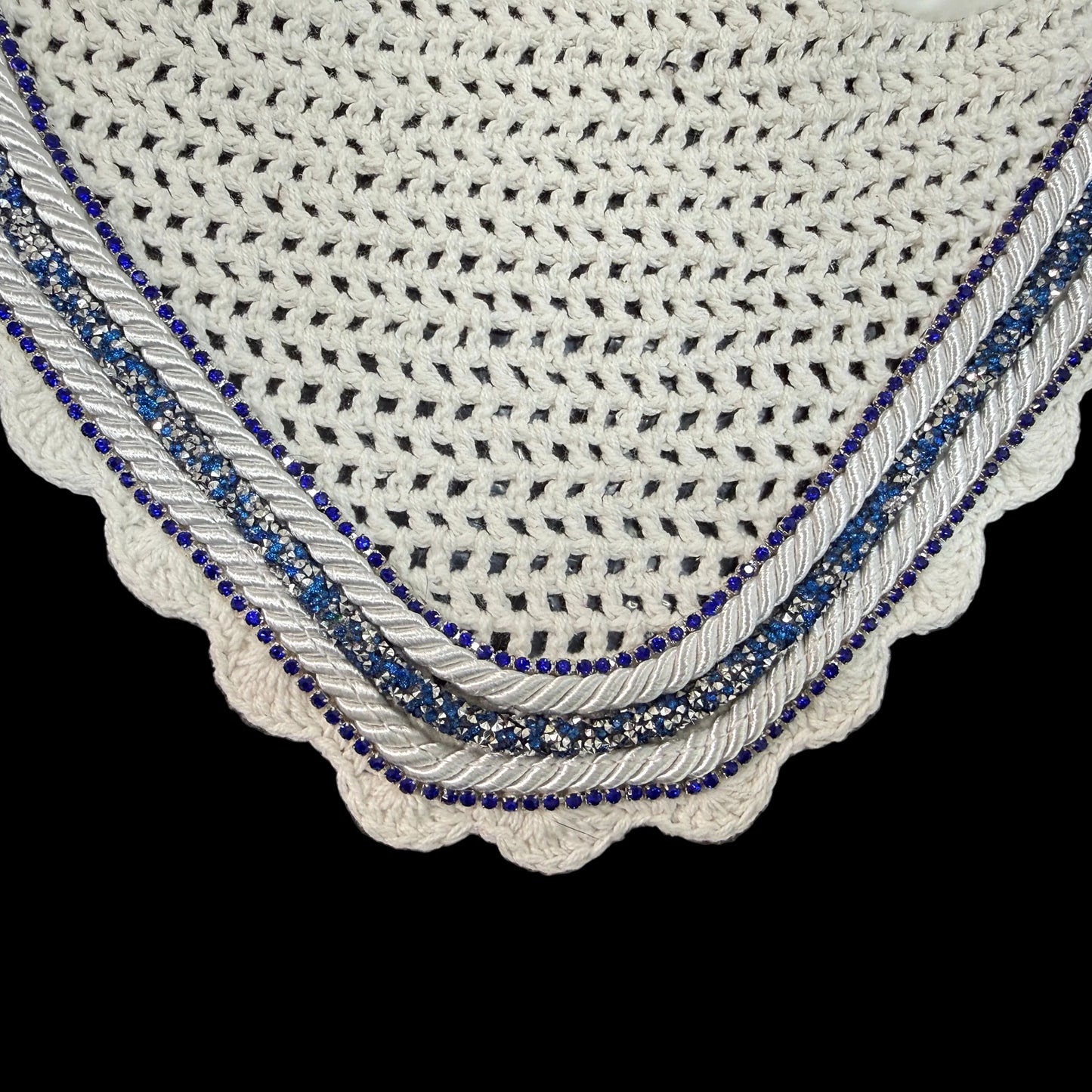 Classic Cut Bonnets - White Base/Scalloped Edge/With Bling
