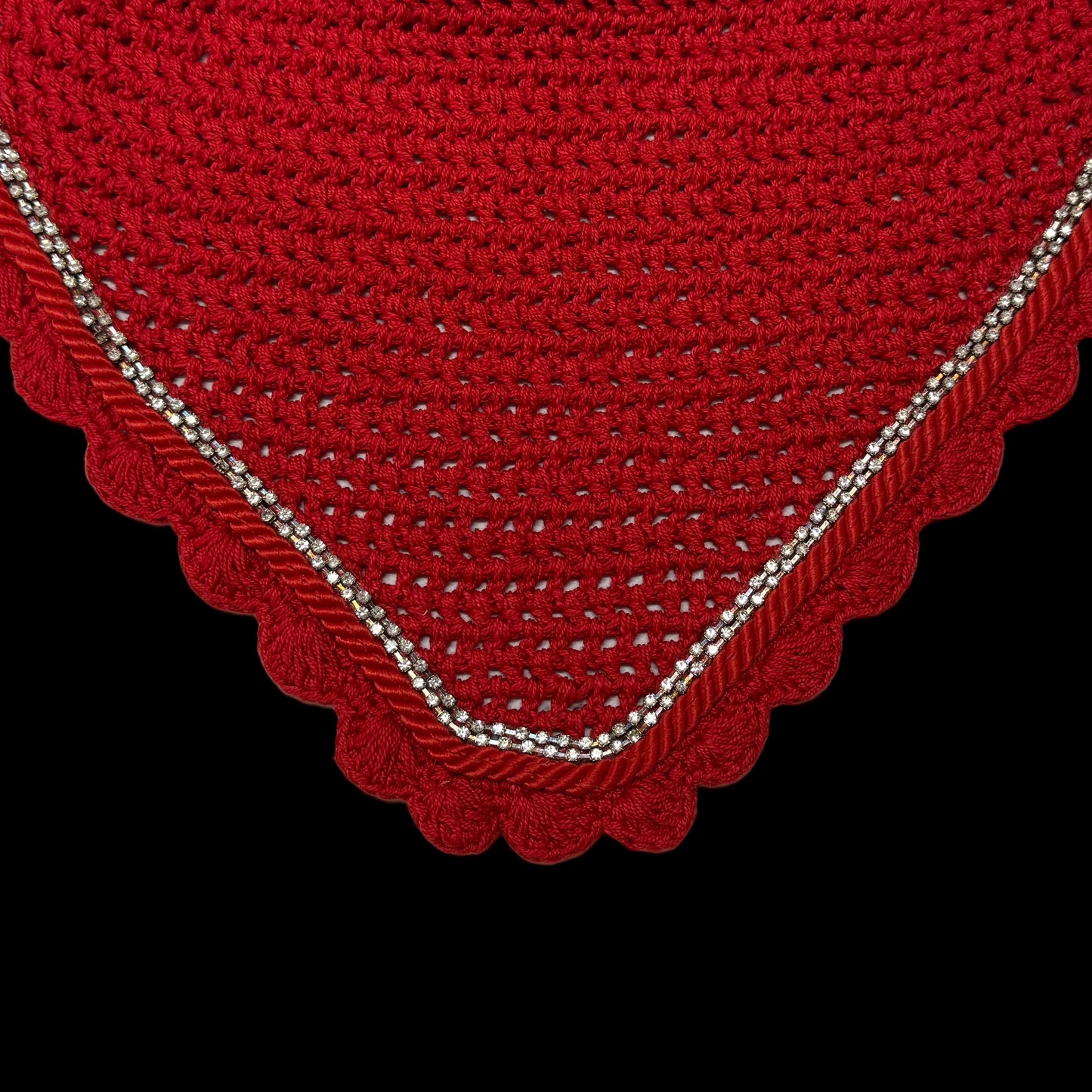 Classic Cut Bonnets - Red Base/Scalloped Edge/With Bling