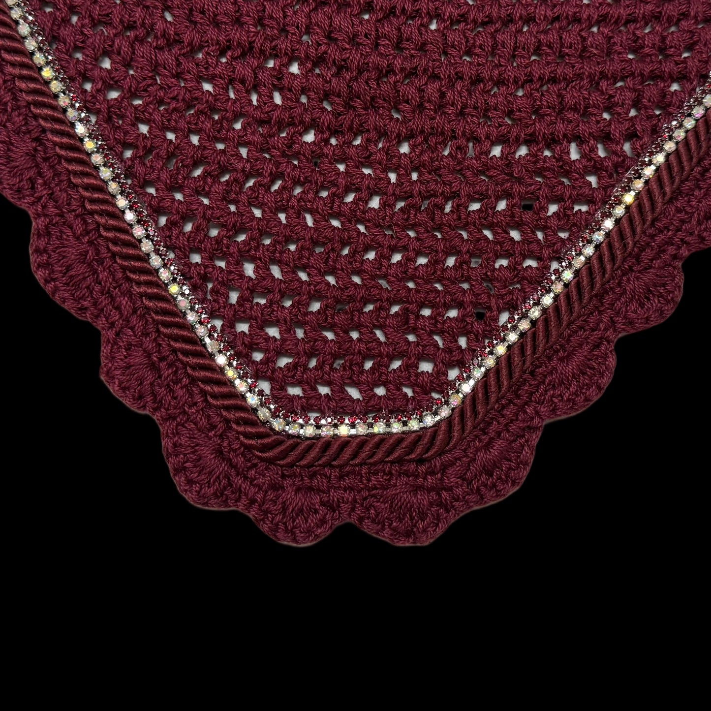 Classic Cut Bonnets - Burgundy Base/Scalloped Edge/With Bling