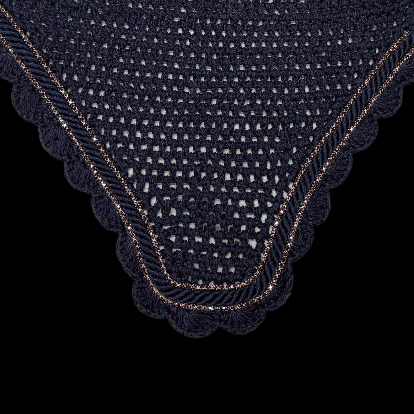 Classic Cut Bonnets - Navy Base/Scalloped Edge/With Bling