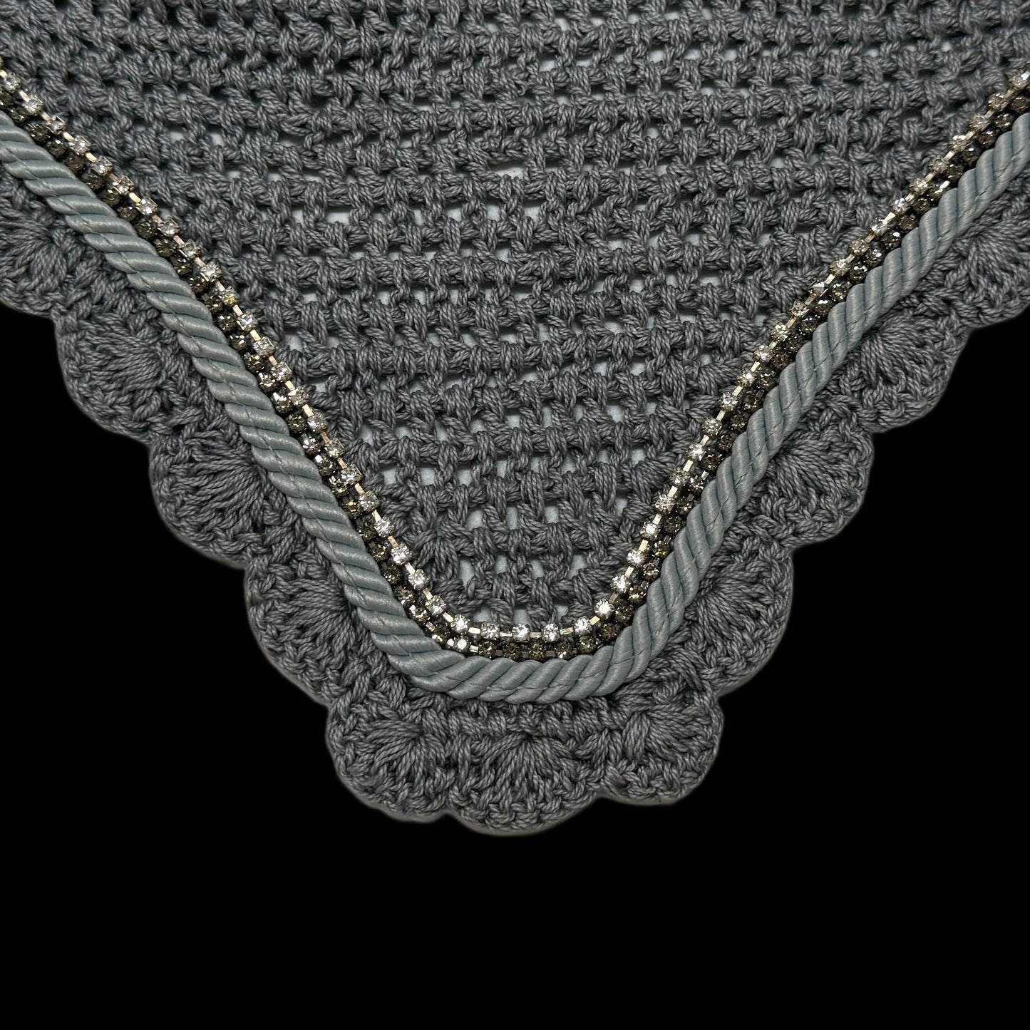Classic Cut Bonnets - Grey Base/Scalloped Edge/With Bling