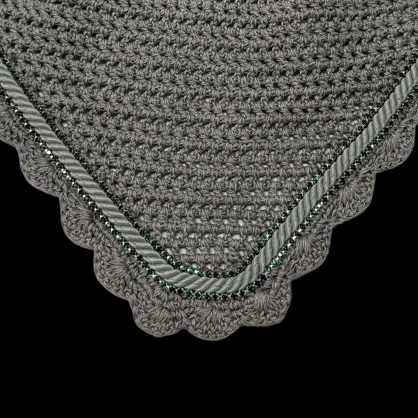 Classic Cut Bonnets - Grey Base/Scalloped Edge/With Bling