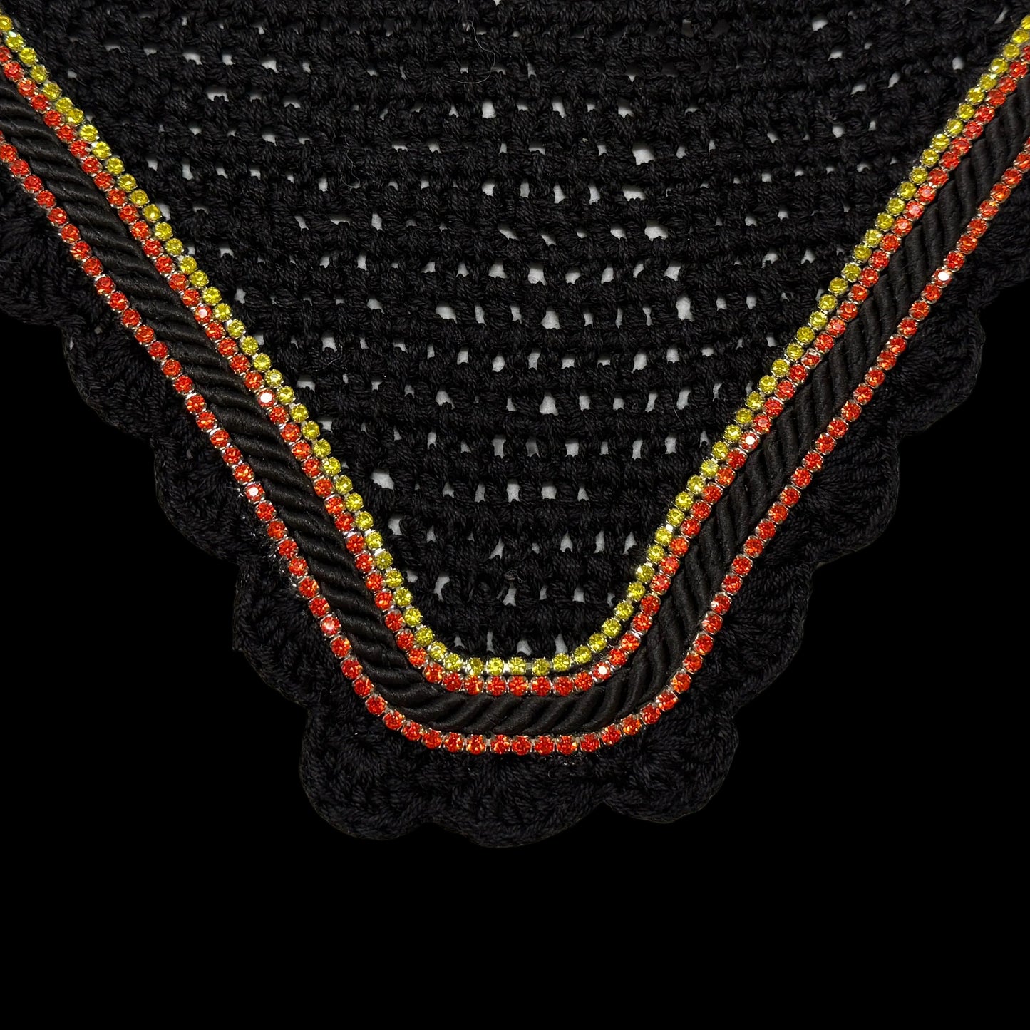 Classic Cut Bonnets - Black Base/Scalloped Edge/With Bling