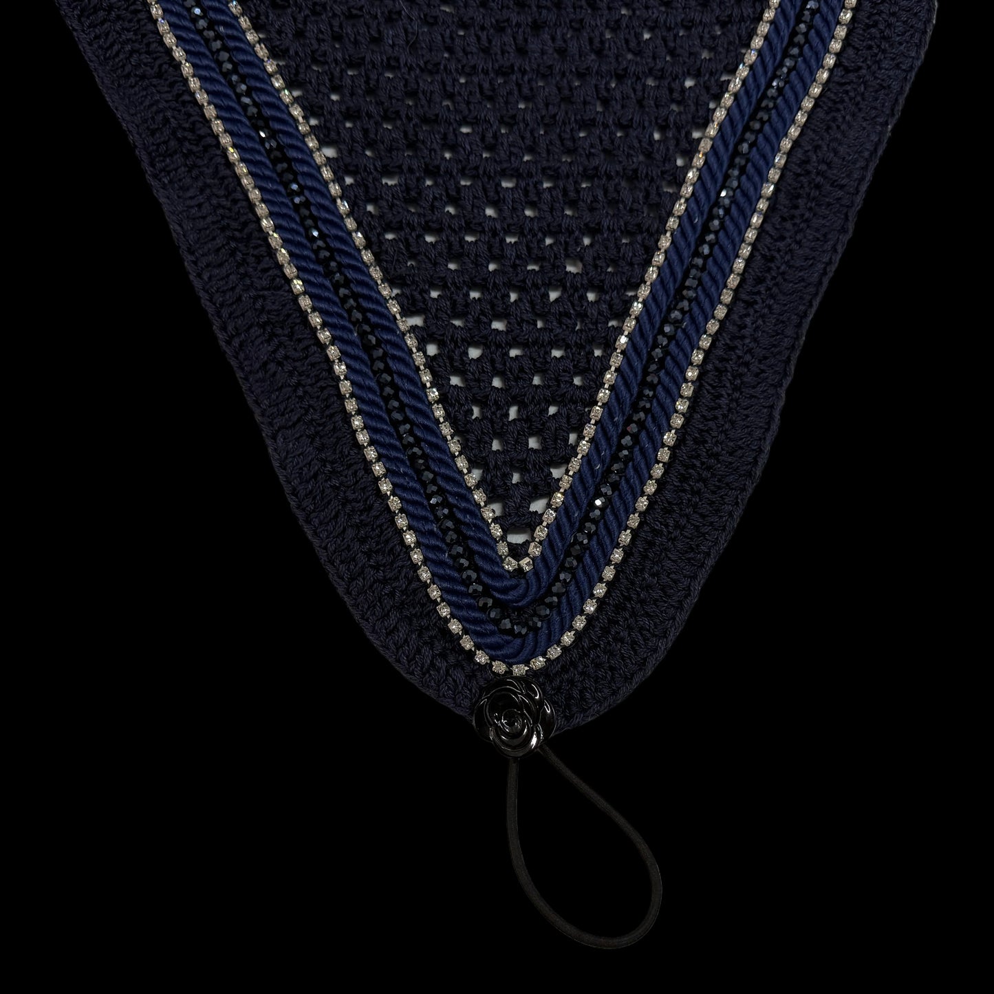 Tiedown Bonnets - Navy Base/Straight Edge/With Bling