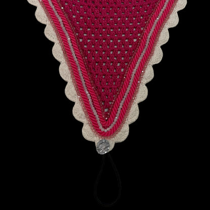 Tiedown Bonnets - Fuchsia Base/Scalloped Edge/With Bling