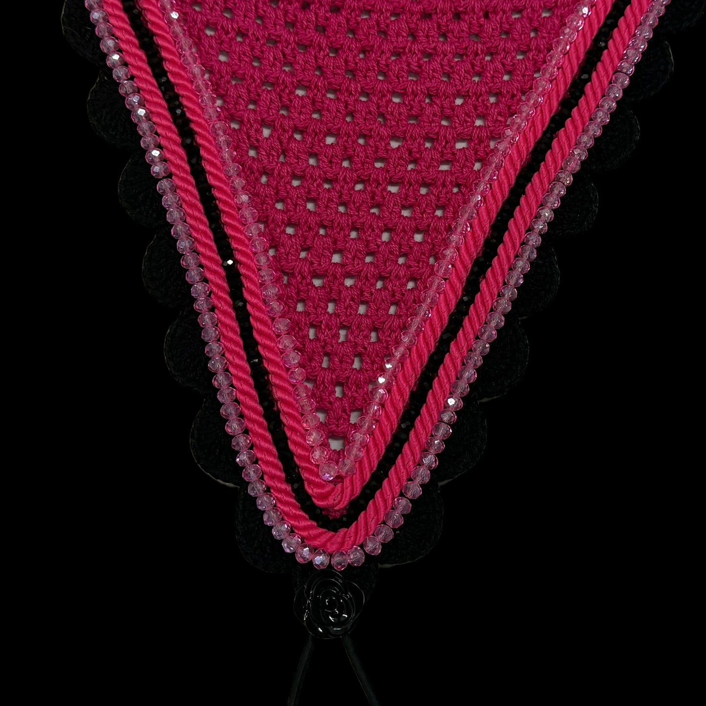 Tiedown Bonnets - Fuchsia Base/Scalloped Edge/With Bling