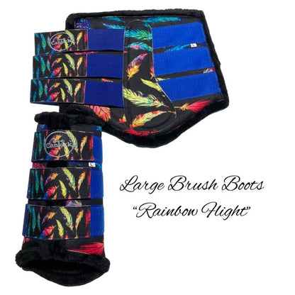 FlighT Brush Boots - Rainbow Feathers - Large