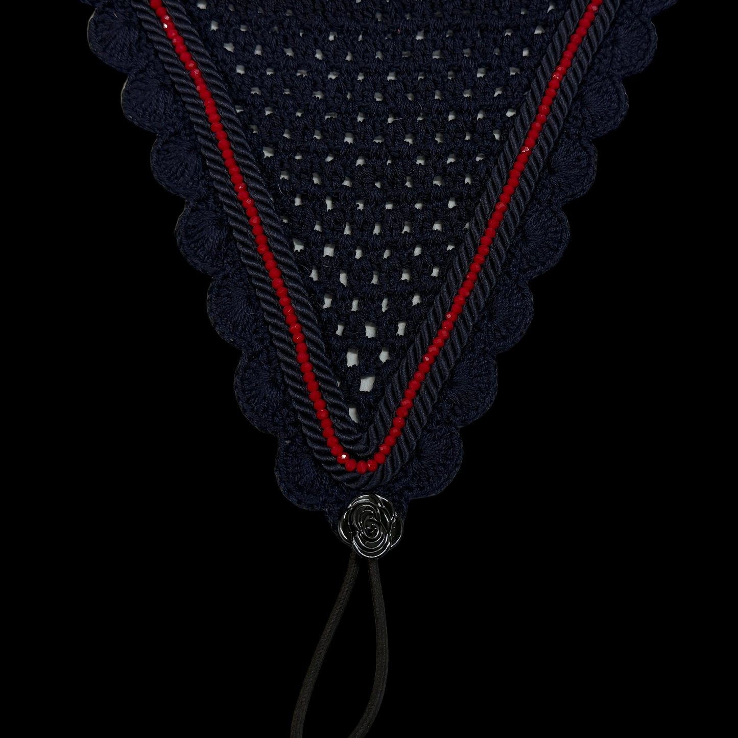 Tiedown Bonnets - Navy Base/Scalloped Edge/With Bling