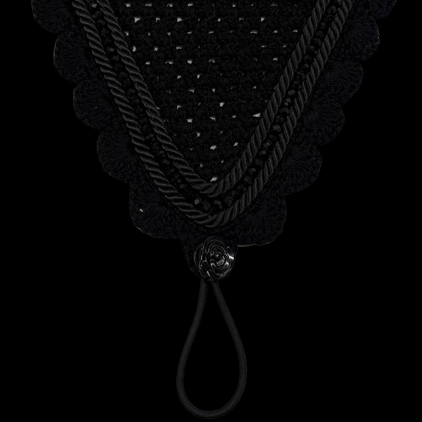 Tiedown Bonnets - Black Base/Scalloped Edge/With Bling