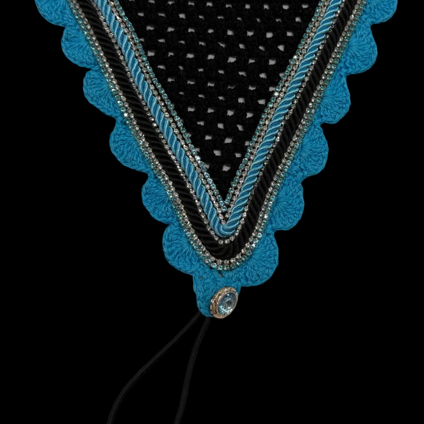Tiedown Bonnets - Black Base/Scalloped Edge/With Bling