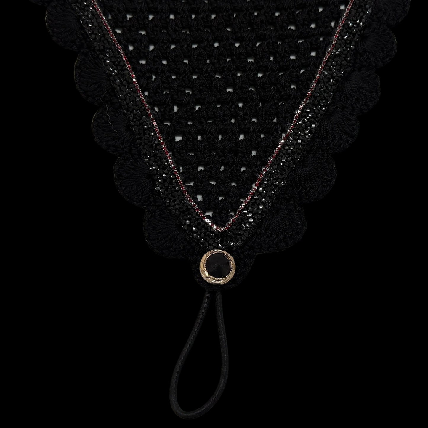 Tiedown Bonnets - Black Base/Scalloped Edge/With Bling