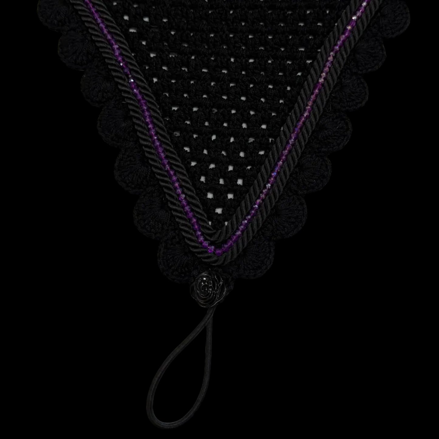Tiedown Bonnets - Black Base/Scalloped Edge/With Bling