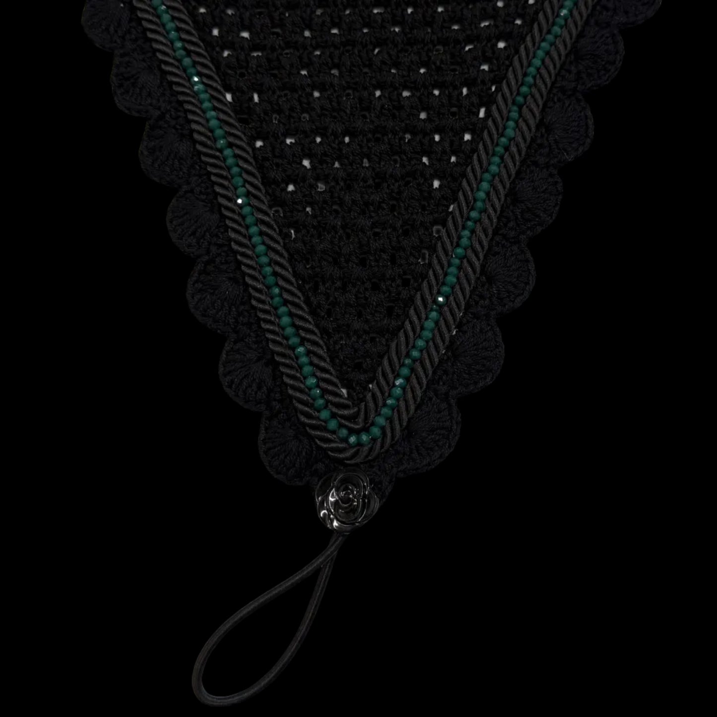 Tiedown Bonnets - Black Base/Scalloped Edge/With Bling