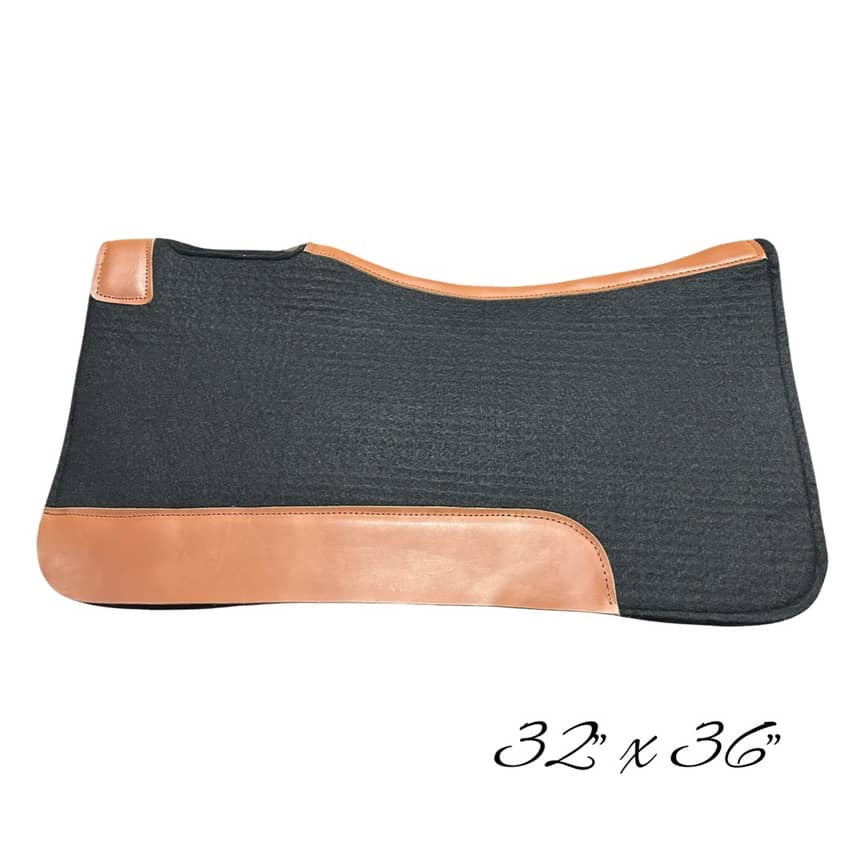 Contoured Western Saddle Pads - Black-Tan-32" X 36"