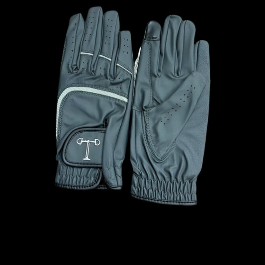 Touch Screen Riding Gloves - Charcoal Base / Grey Trim (Size Small)