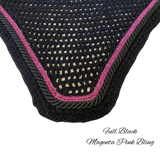 Classic Cut Bonnets - Full - Black Base/Black Straight Edge/2 Magenta Bling/1 Black Piping