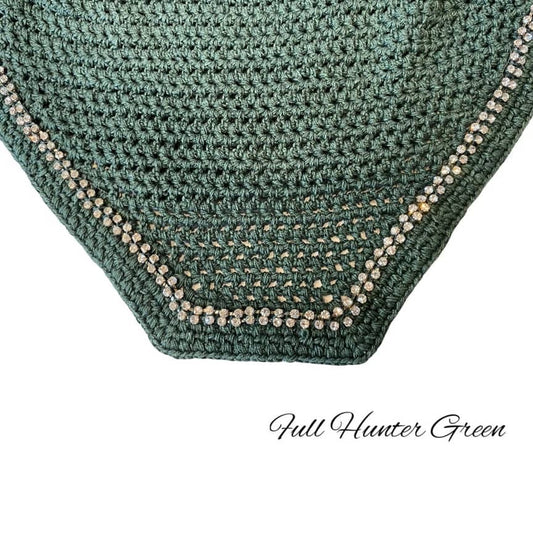 Classic Cut Bonnets - Full - Hunter Green Base/Hunter Green Straight Edge/2 Clear Bling