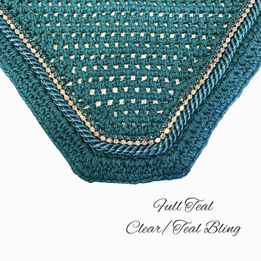 Classic Cut Bonnets - Full - Teal Base/Teal Straight Edge/1 Teal Bling/1 Clear Bling/1 Teal Piping