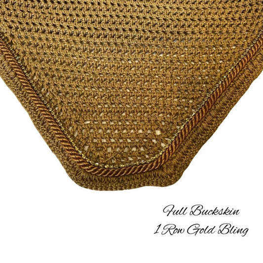 Classic Cut Bonnets - Full - Buckskin Base/Buckskin Straight Edge/1 Gold Bling/1 Buckskin Piping