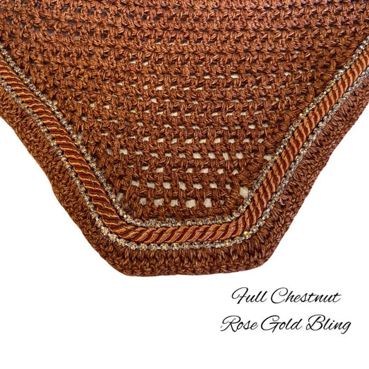 Classic Cut Bonnets - Full - Chestnut Base/Chestnut Straight Edge/2 Rose Gold Bling/1 Chestnut Piping