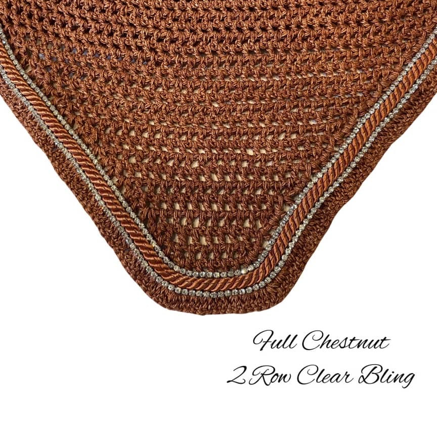 Classic Cut Bonnets - Full - Chestnut Base/Chestnut Straight Edge/2 Clear Bling/1 Chestnut Piping