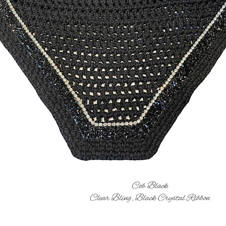 Classic Cut Bonnets - Cob - Black Base/Black Straight Edge/1 Clear Bling/1 Black Crystal Ribbon