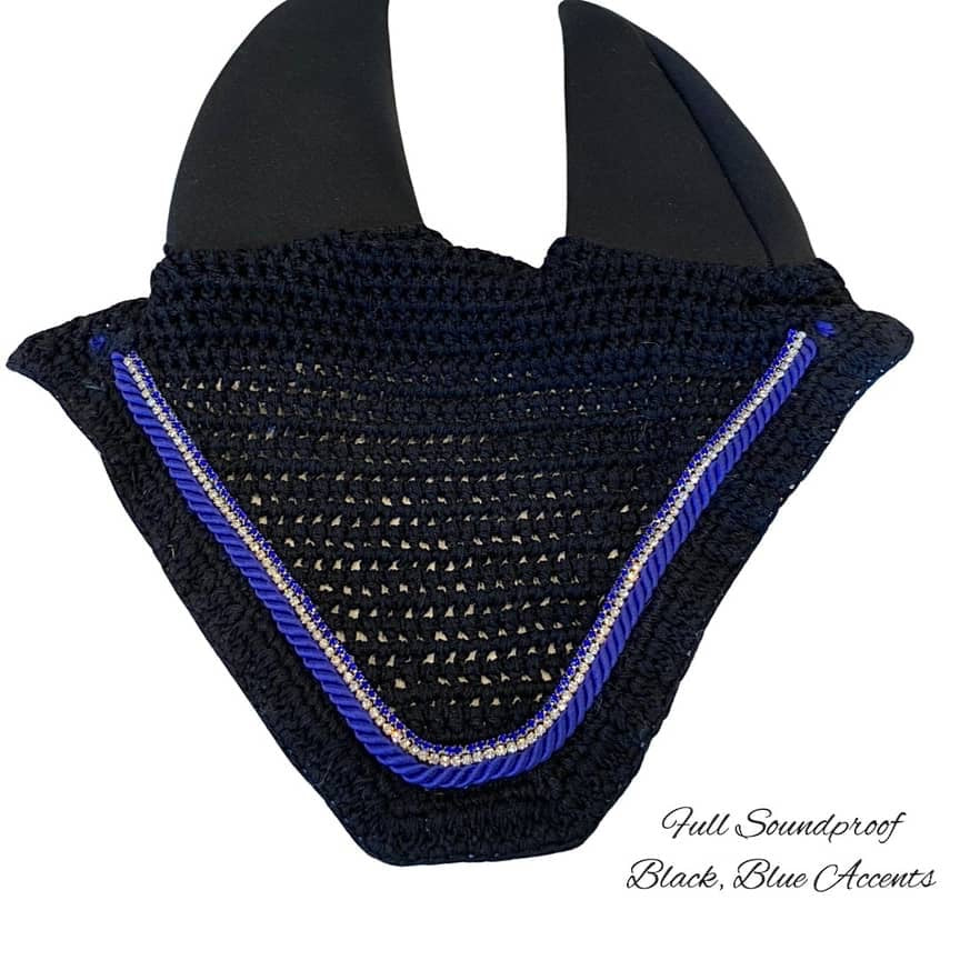 Soundproof - Classic Cut Bonnets - Full - Black Base/Black Straight Edge/1 Clear Bling/1 Blue Bling/1 Blue Piping