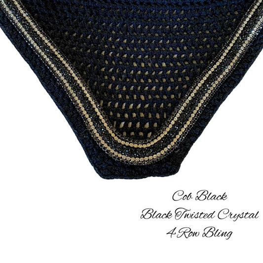 Classic Cut Bonnets - Cob - Black Base/Black Straight Edge/2 Clear Bling/2 Black Bling/1 Black Twisted Crystal