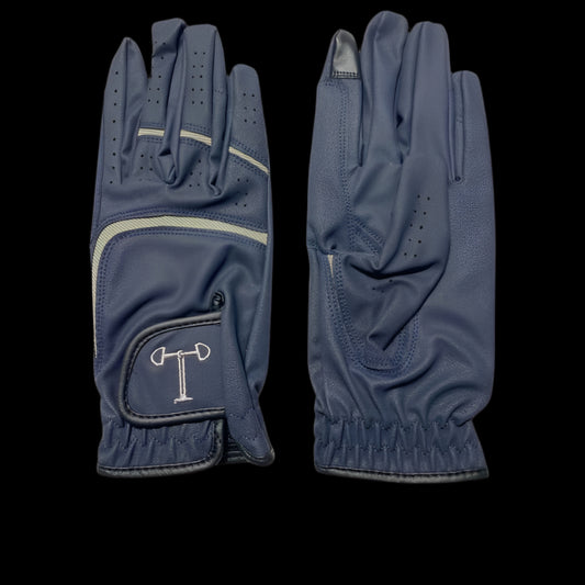 Touch Screen Riding Gloves - Navy Base / Grey Trim (Size Large)