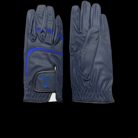 Touch Screen Riding Gloves - Navy Base / Royal Blue Trim (Size Large)