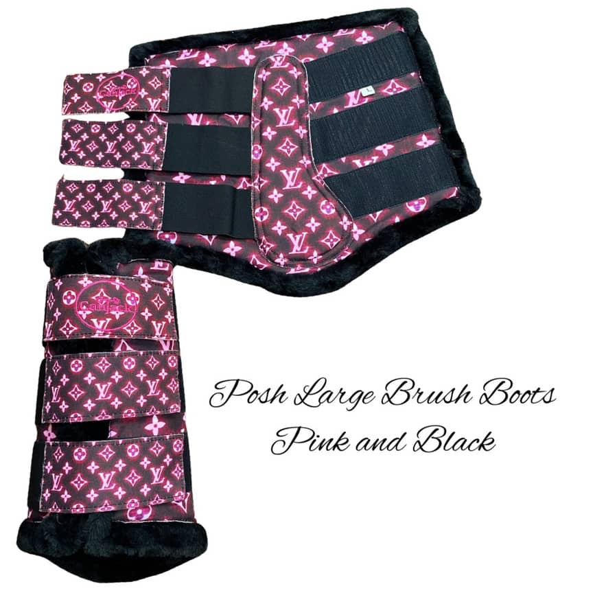 Posh Brush Boots - Black and Pink - Medium & Large
