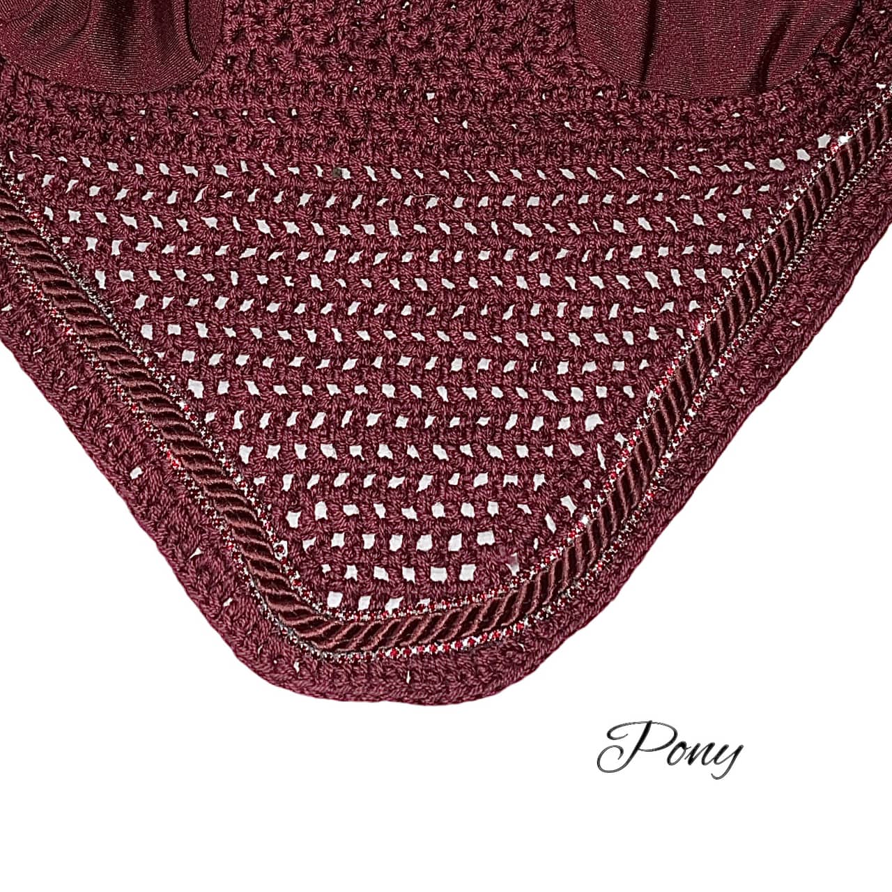 Classic Cut Bonnets - Pony - Burgundy Base/Burgundy Straight Edge/2 Burgundy Bling/1 Burgundy Piping