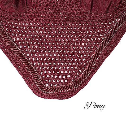 Classic Cut Bonnets - Pony - Burgundy Base/Burgundy Straight Edge/2 Burgundy Bling/1 Burgundy Piping