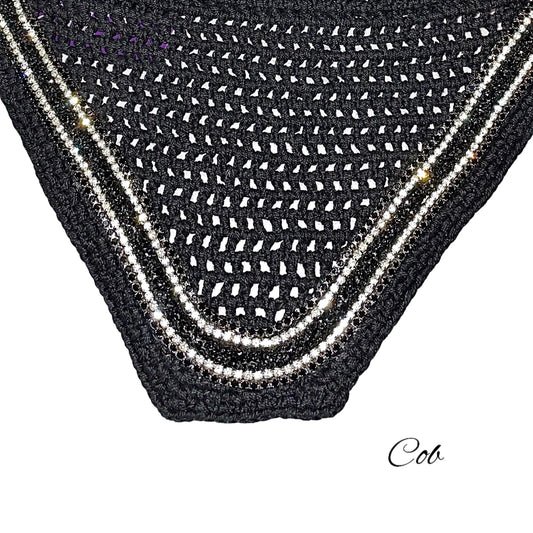 Classic Cut Bonnets - Cob - Black Base/Black Straight Edge/2 Clear Bling/2 Black Bling/1 Black Twisted Crystal