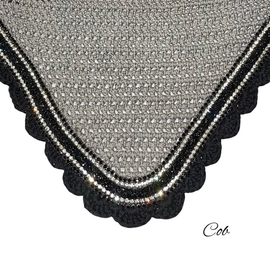 Classic Cut Bonnets - Cob - Grey Base/Black Scallops/2 Clear Bling/2 Black Bling/1 Black Twisted Crystal