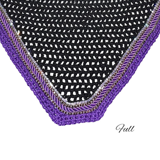 Classic Cut Bonnets - Full - Black Base/Purple Straight Edge/2 Black Bling/1 Lilac Bling/1 Purple Piping