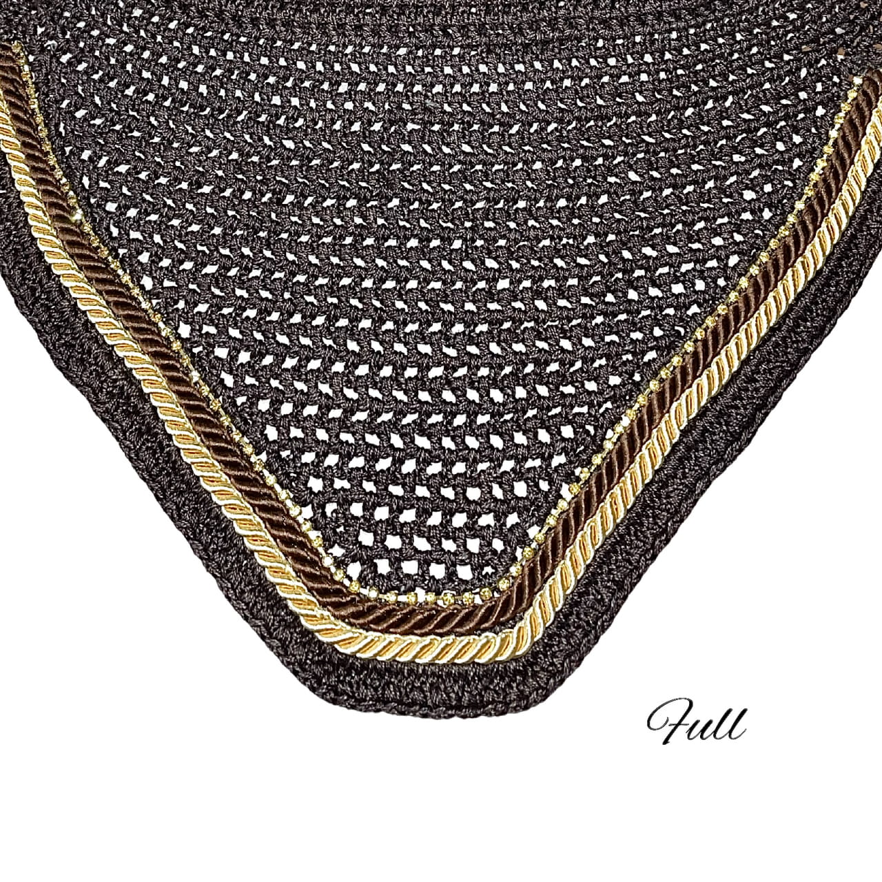 Classic Cut Bonnets - Full - Dark Brown Base/Brown Straight Edge/1 Gold Bling/Gold and Dark Brown Piping