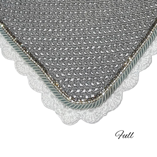 Classic Cut Bonnets - Full - Grey Base/White Scallops/1 Grey Bling/1 White Bling/1 Grey Piping